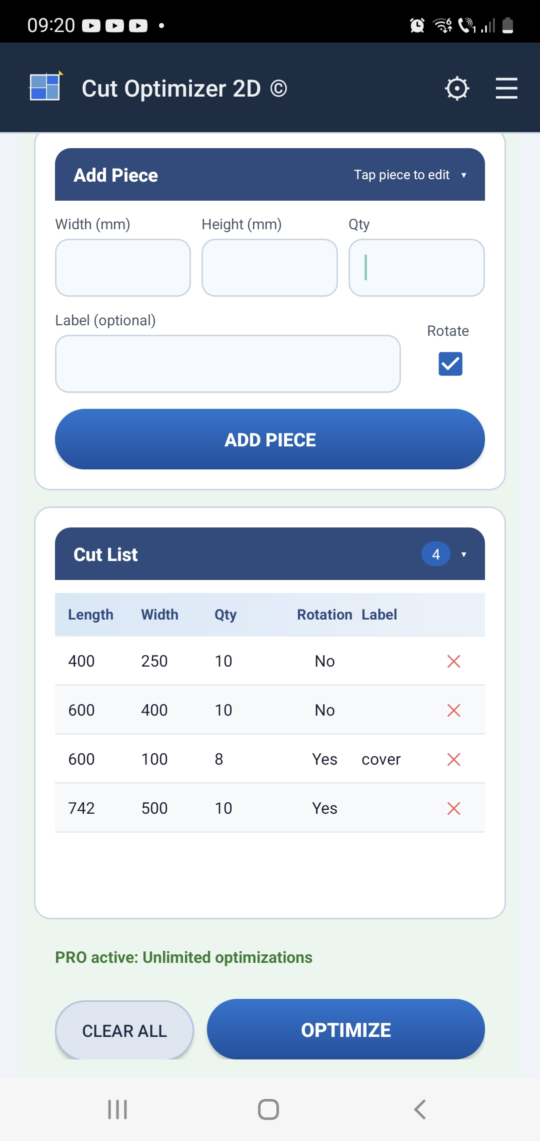 Cut Optimizer 2D screenshot