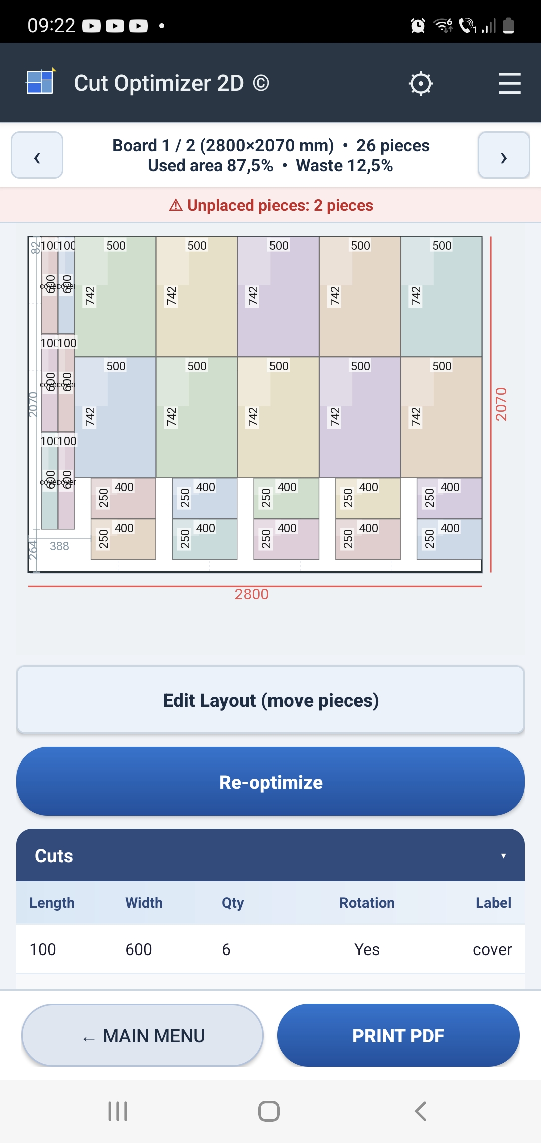 Cut Optimizer 2D screenshot