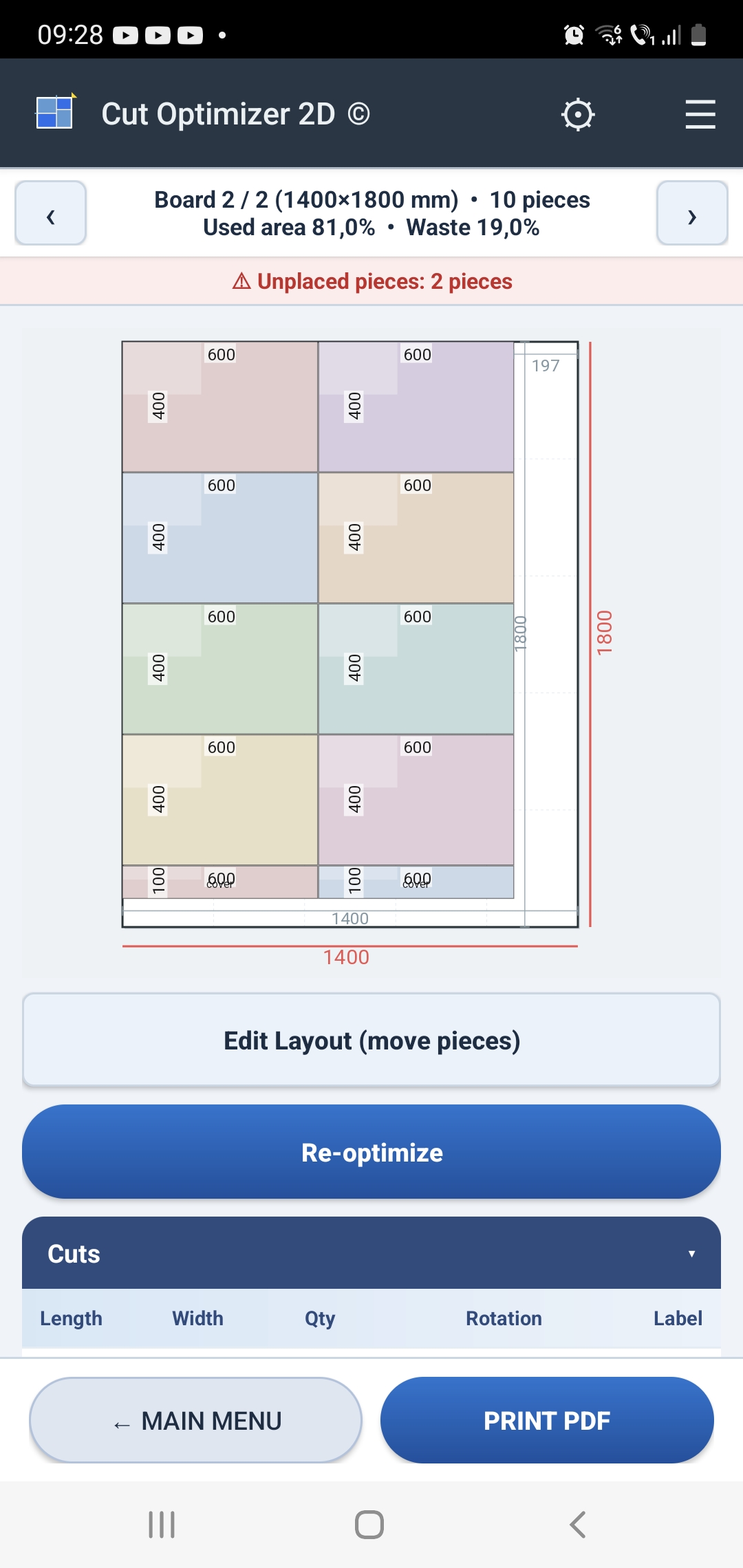 Cut Optimizer 2D screenshot